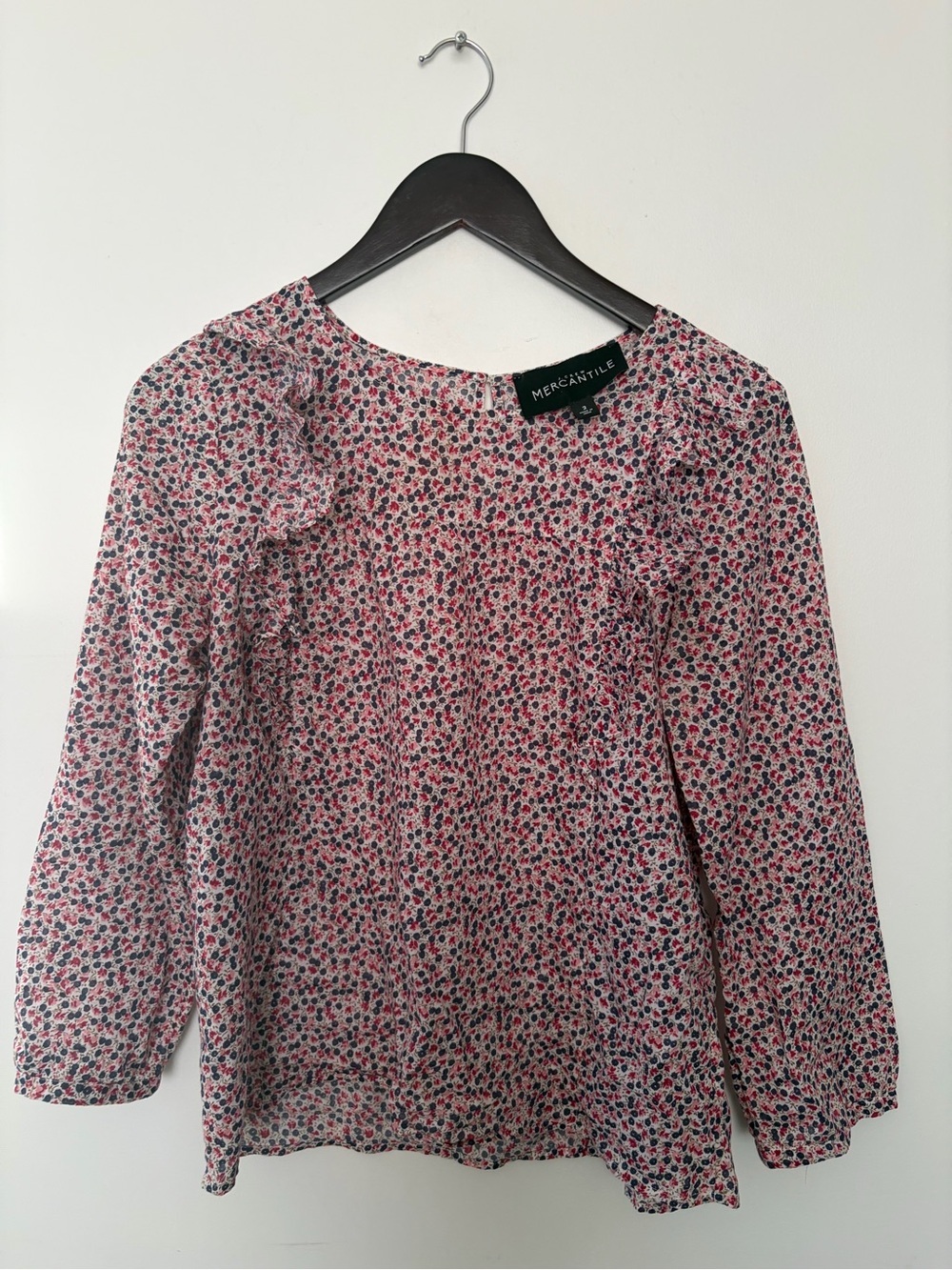 J.Crew Mercantile floral print ruffle blouse lightweight - 2